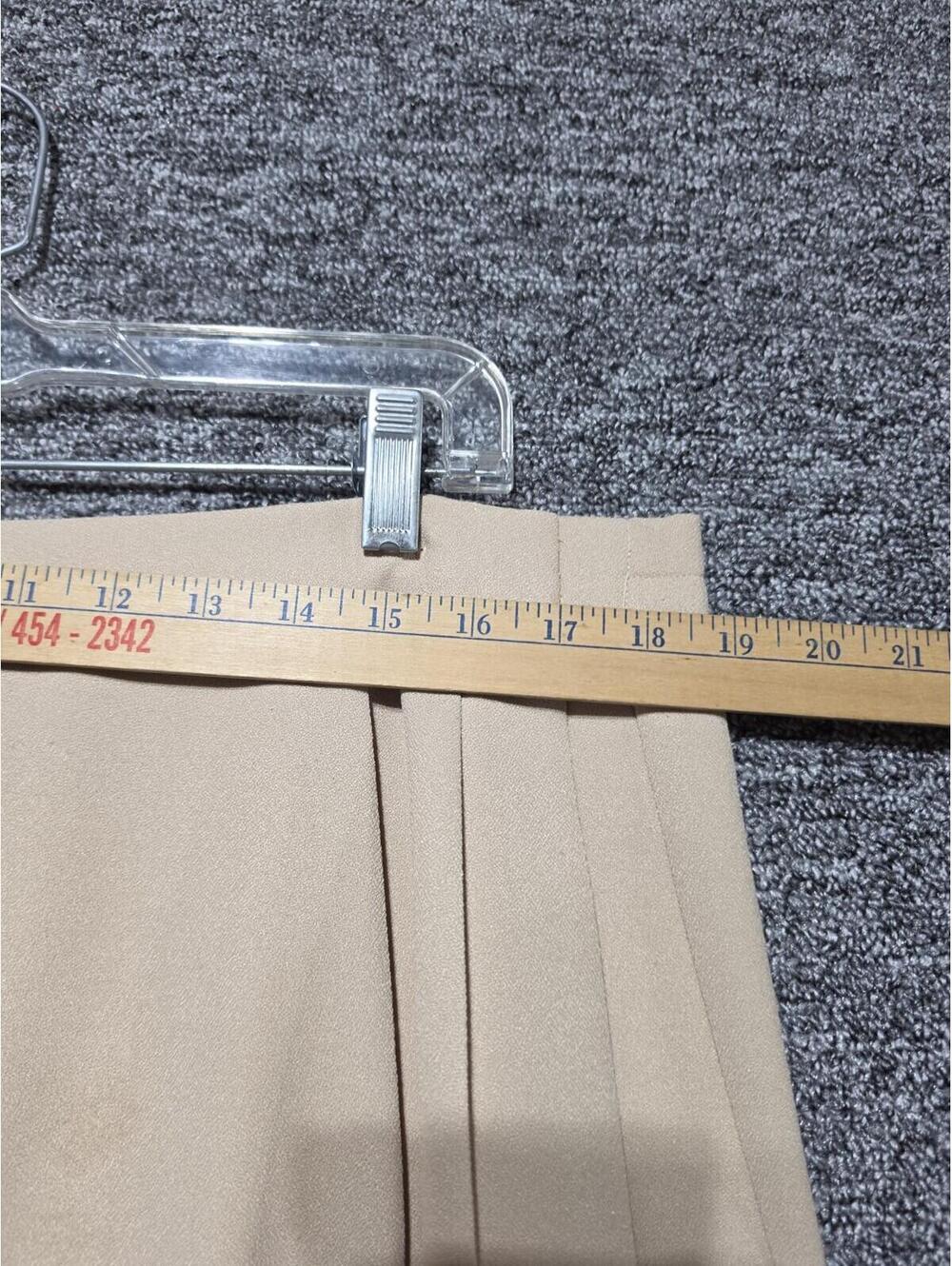 Women's Beige Straight Pencil Knee Length Skirt Lined Zip Acetate Rayon 18 - Picture 4 of 5